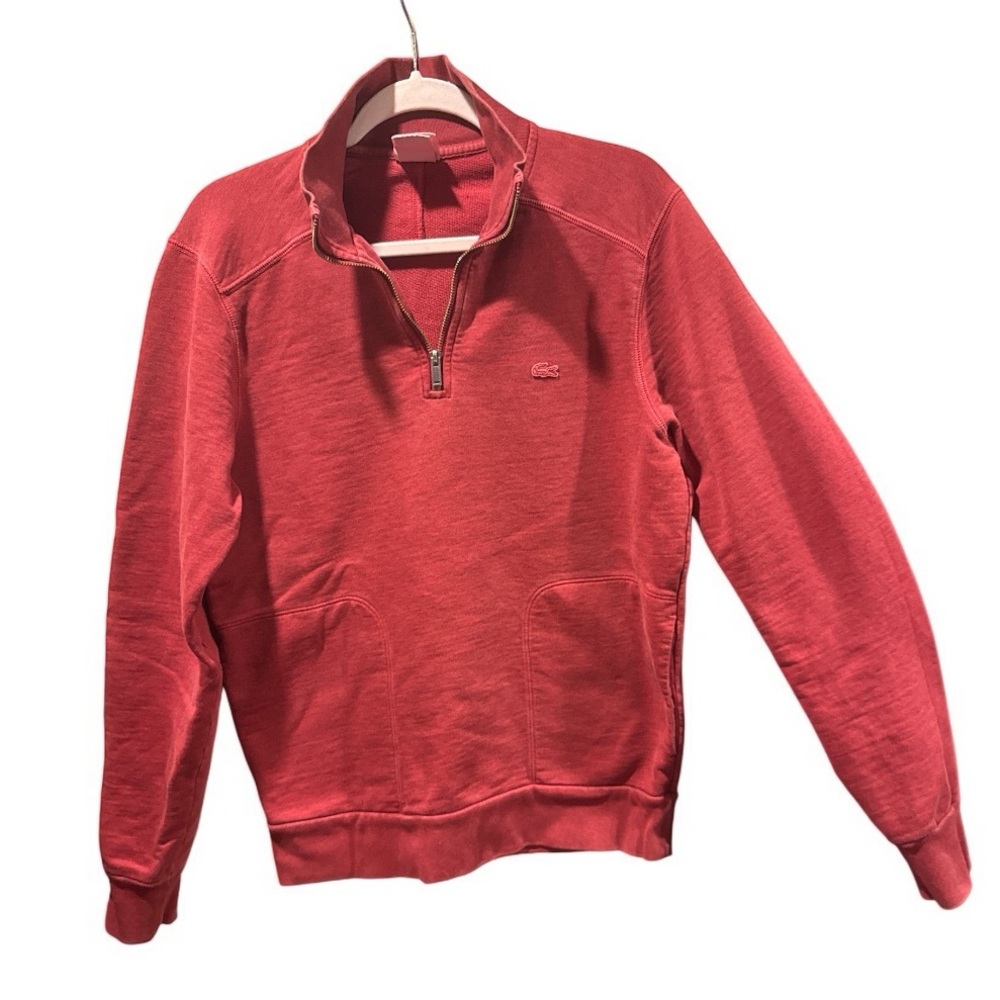 Lacoste Vintage Washed‎ Red Quarter-Zip Sweater
Men's Medium
